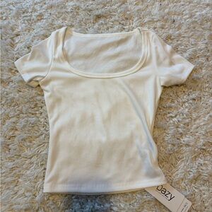 SHEIN Women's White Scoop Neck Top